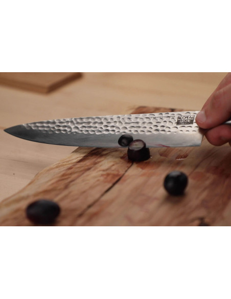 Kotai chef ' s knife 20cm hammered blade pakkawood handle with sheath