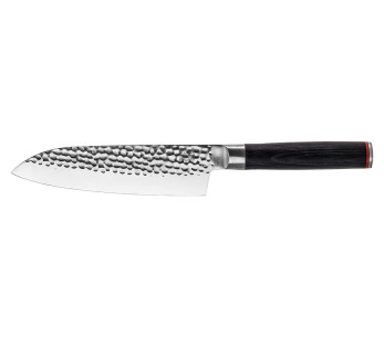 Kotai santoku-kniv 18 cm med hamret blad og skaft i pakkawood med slire