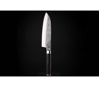 Cuchillo santoku Kotai 18cm hoja martillada mango pakkawood con funda 2