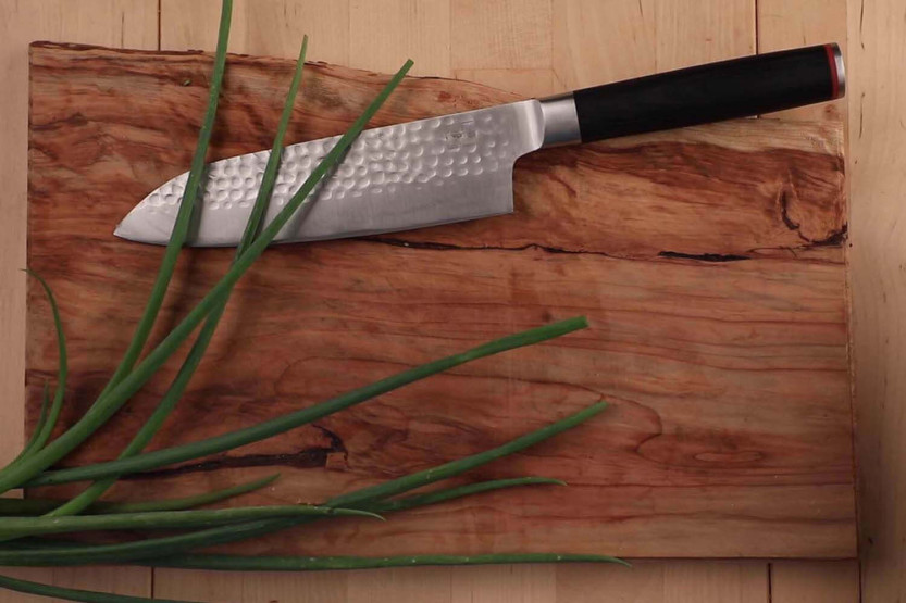 santokumesser Kotai 18cm gehämmerte Klinge Pakkaholzgriff mit Scheide