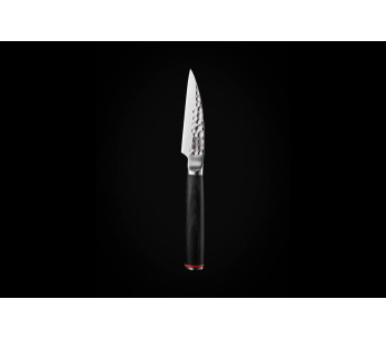 Kotai-skærekniv 10 cm med hamret blad og håndtag i pakkawood med skede 2