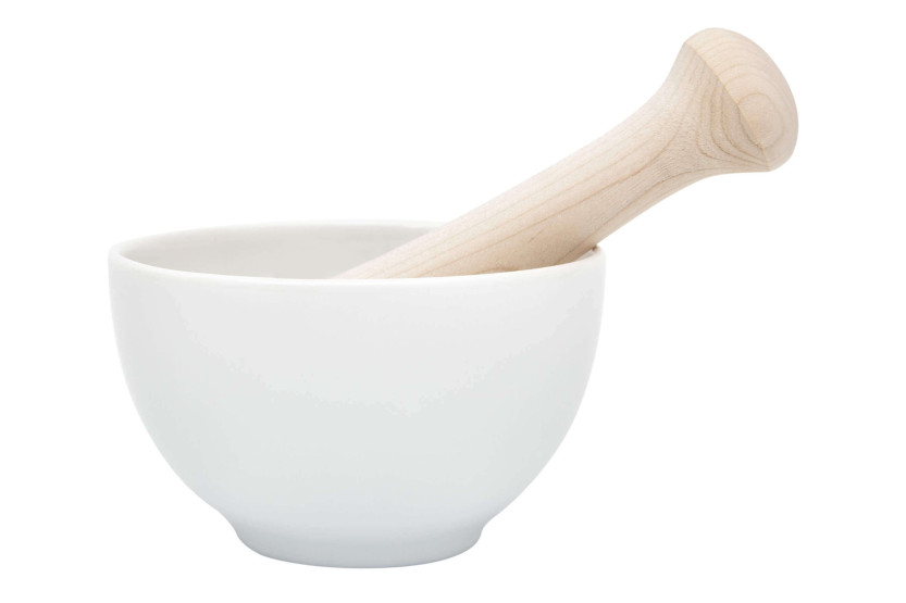 Mortier KAI blanc en porcelaine + pilon en bois