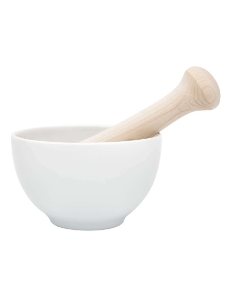 Mortier KAI blanc en porcelaine + pilon en bois
