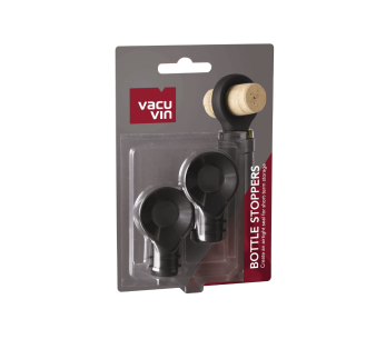 Set of 2 Vacu black wine round stoppers 2