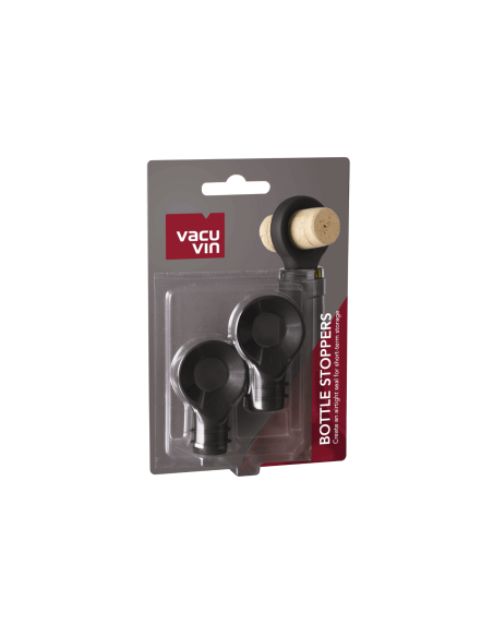 Set of 2 Vacu black wine round stoppers