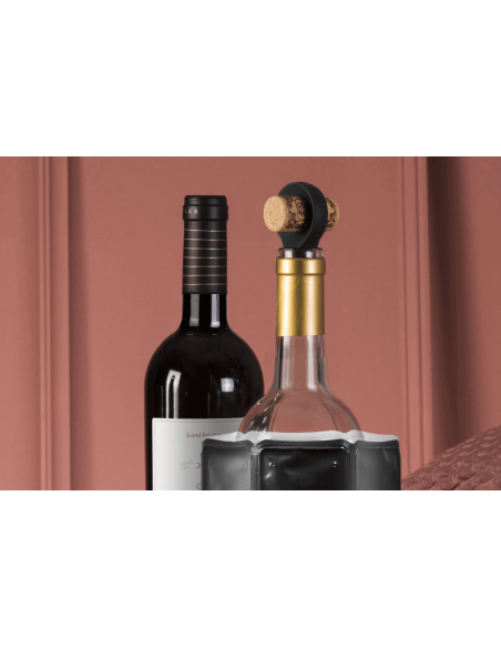 Set of 2 Vacu black wine round stoppers