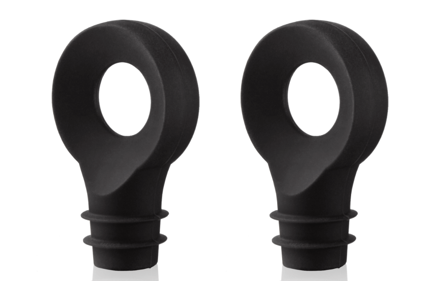 Set of 2 Vacu black wine round stoppers
