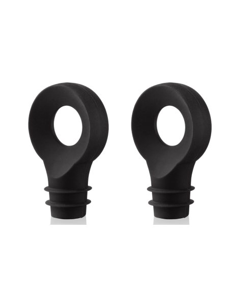 Set of 2 Vacu black wine round stoppers
