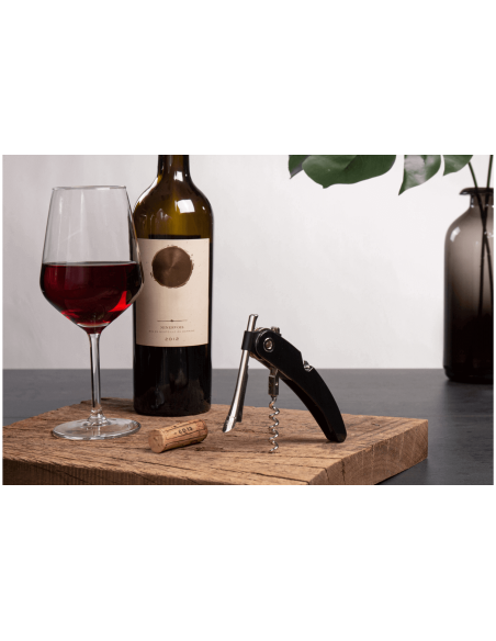 Saca-rolhas de alavanca vertical para vinho Vacu preto