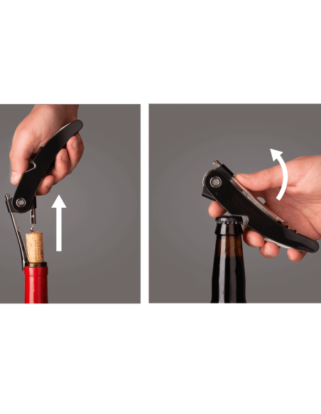 Saca-rolhas de alavanca vertical para vinho Vacu preto