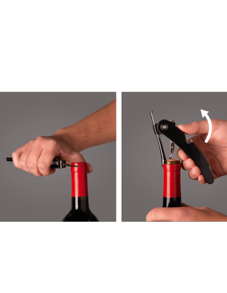 Saca-rolhas de alavanca vertical para vinho Vacu preto