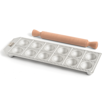 Marcato Classic 12 formas redondas para ravioli + mini rolo de madeira
