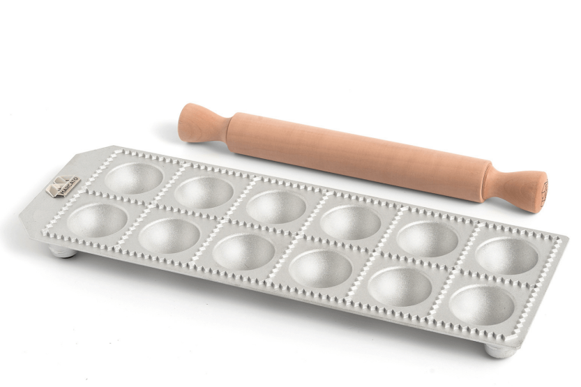 Marcato Classic 12 molde redondo para raviolis + mini rodillo de madera