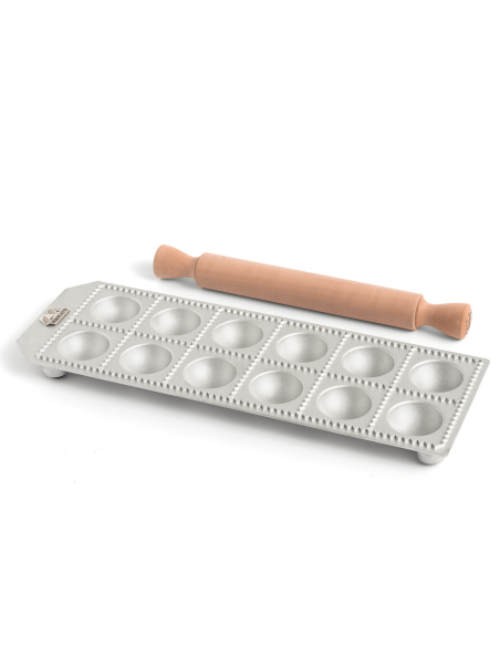 Marcato Classic 12 formas redondas para ravioli + mini rolo de madeira