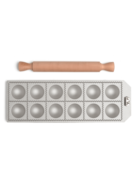 Marcato Classic 12 formas redondas para ravioli + mini rolo de madeira