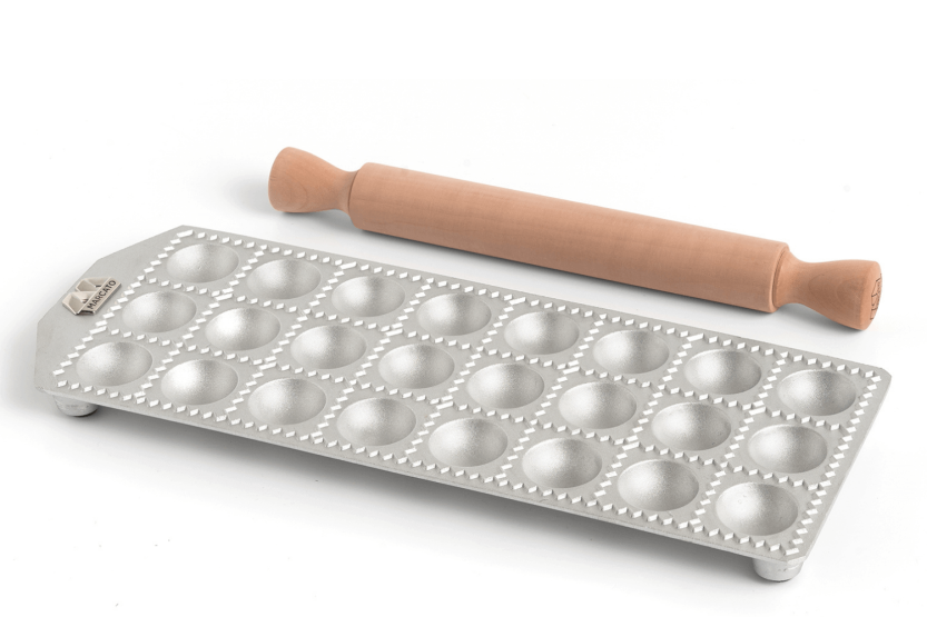 Marcato 24 stampo per ravioli tondi + mini rullo di legno