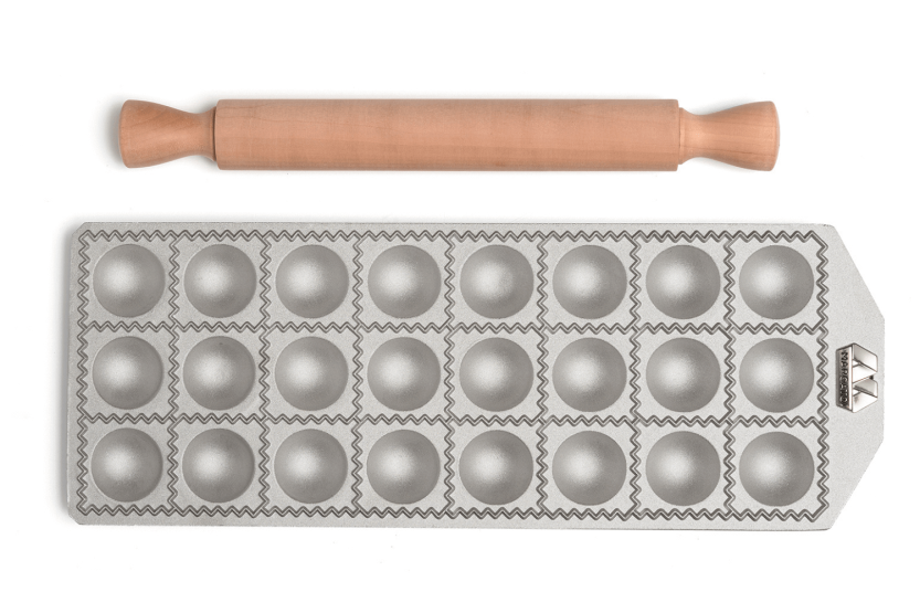 Marcato 24 stampo per ravioli tondi + mini rullo di legno
