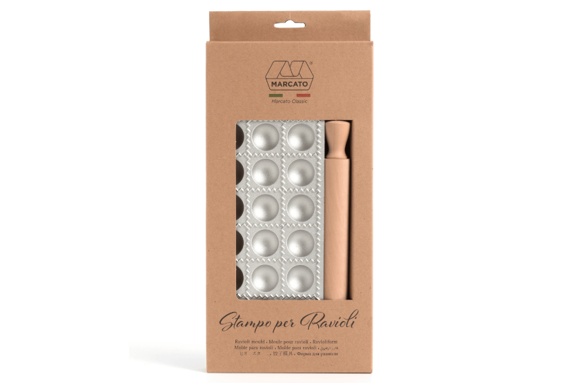 Marcato 24 stampo per ravioli tondi + mini rullo di legno