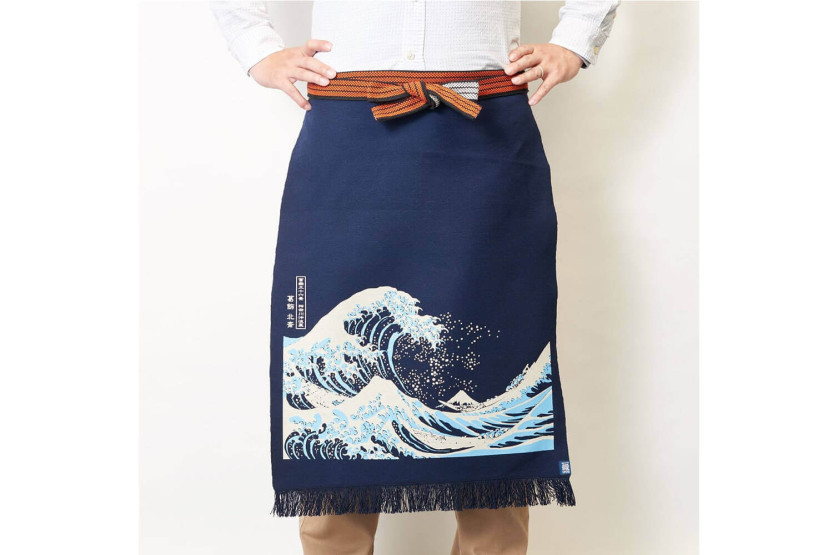 Avental de cozinha japonês Anything Maekake Hokusai Wave