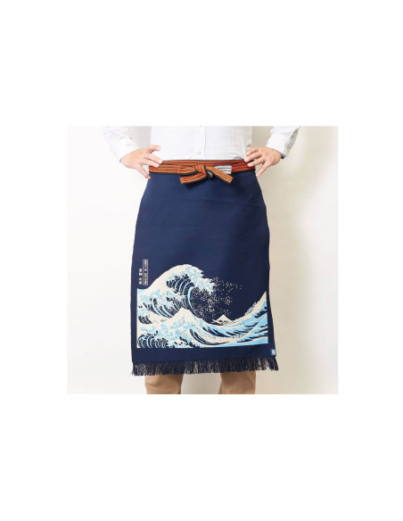 Avental de cozinha japonês Anything Maekake Hokusai Wave