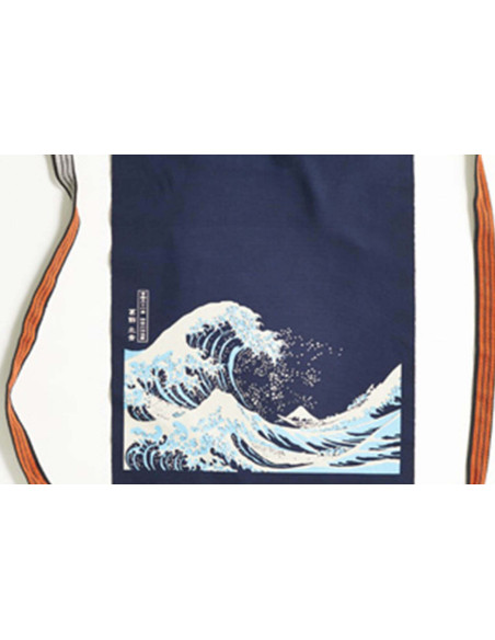 Delantal de cocina japonés Anything Maekake Hokusai Wave