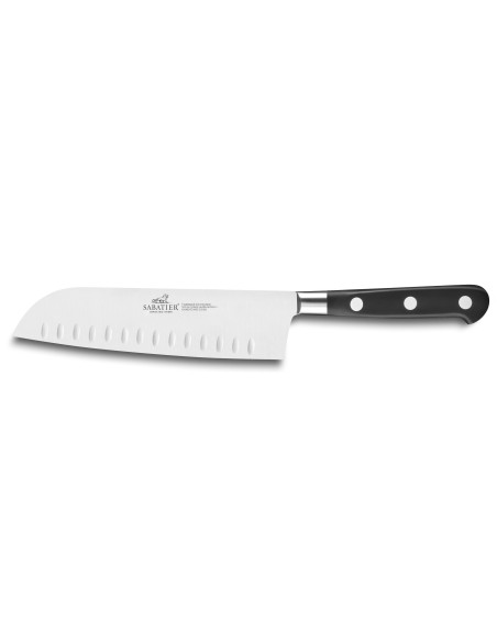 SABATIER Ideal santokukukniv 100 % smidd i rustfritt stål 18 cm med granton-eggblad