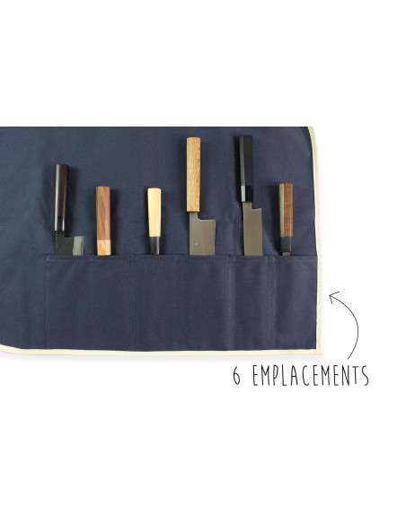 Traditionele Wusaki blauwe canvas koffer voor 6 messen