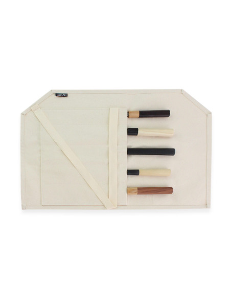 Traditionele Wusaki koffer in beige katoenen canvas voor 5 messen