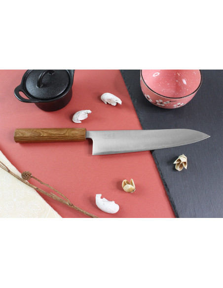 Faca de chef japonesa Wusaki Migaki G3 21cm feita à mão