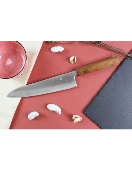 Faca de chef japonesa Wusaki Migaki G3 21cm feita à mão