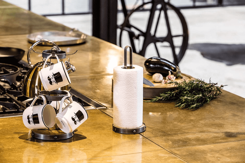 Kitchen Craft industrial design paper towel holder in metal and wood
