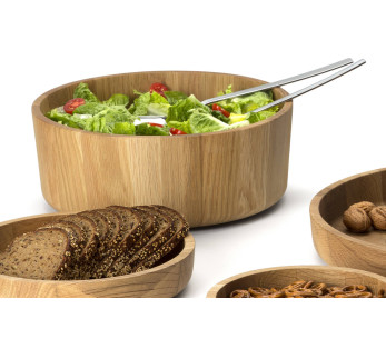 Saladeira redonda Continenta com rebordo direito em carvalho Ø31x12cm 2