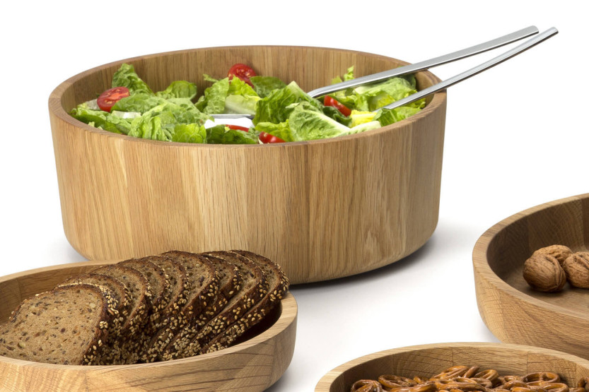 Continenta round salad bowl with straight rim in oak Ø31x12cm