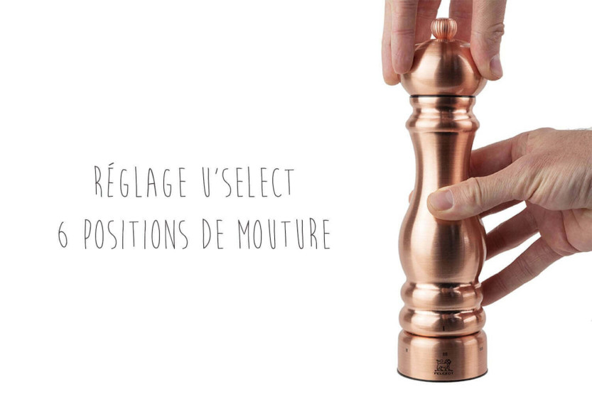 Peugeot Paris Especiales Chef U Select molinillo de especias manual chapado en cobre 22cm