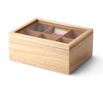 Caja de té de madera de caucho Continenta 32x17.5x10cm
