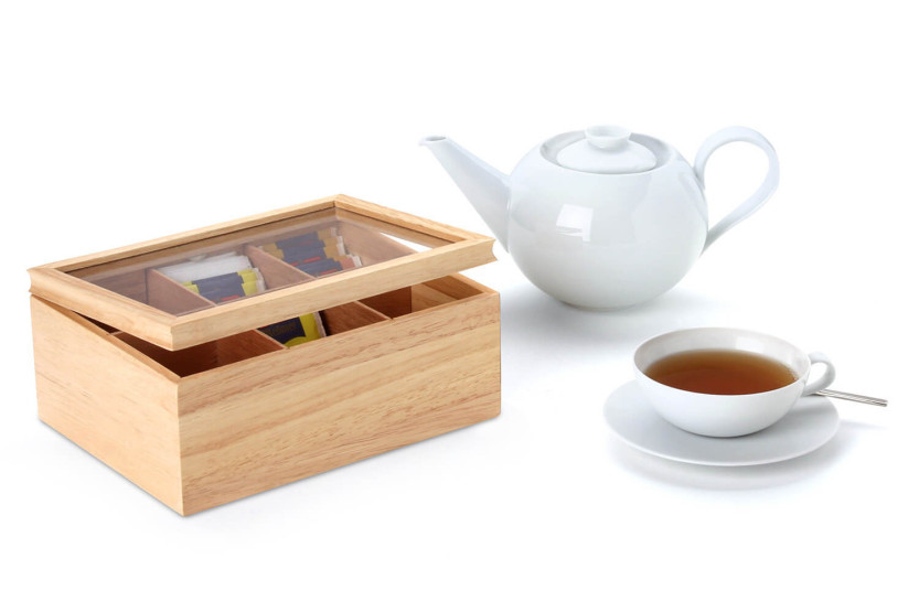 Continenta rubberwood tea caddy 32x17.5x10cm