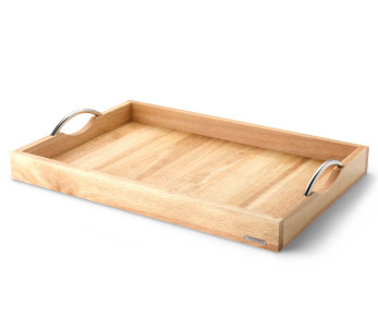 Continenta serveringsbrett med metallhåndtak i gummitre 53x36x5cm