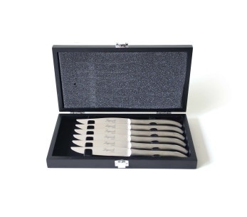 Laguiole Pradel sett med 6 elegante, smidde kniver med mikrotann
