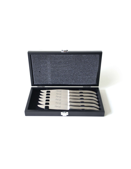 Laguiole Pradel sett med 6 elegante, smidde kniver med mikrotann