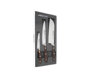 Arcos Natura 3er-Set Küchenmesser: Office + Tranchieren + Santoku