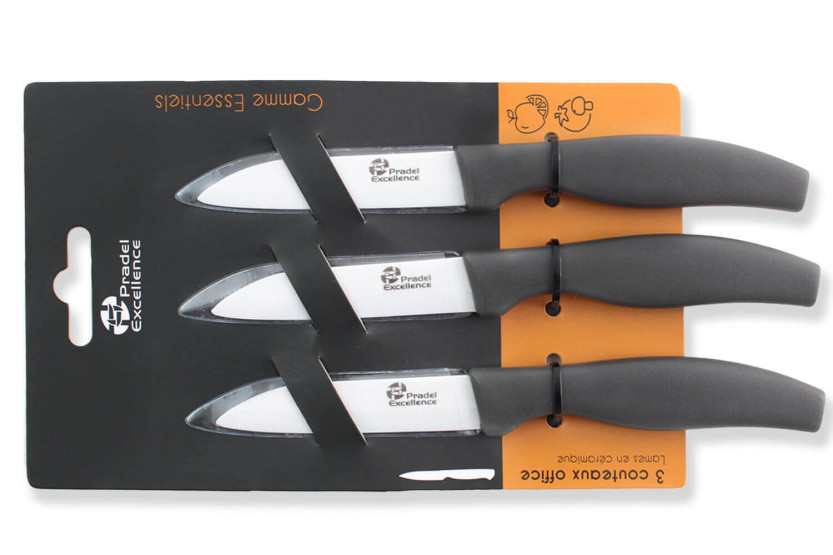 Conjunto de 3 facas de cerâmica Pradel Excellence