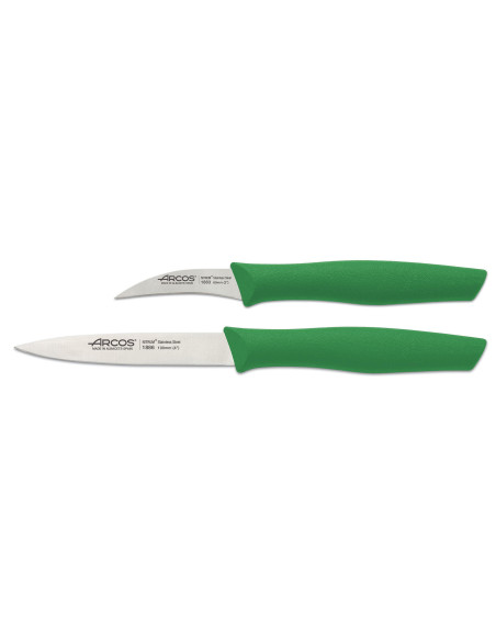 Juego de 2 cuchillos Arcos Nova 1 pico de pájaro 6cm + 1 oficina 10cm mangos verdes