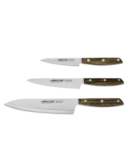 Juego de 3 cuchillos de cocina Arcos Nordika: 1 Office + 1 Chef 16cm + 1 Chef 21cm