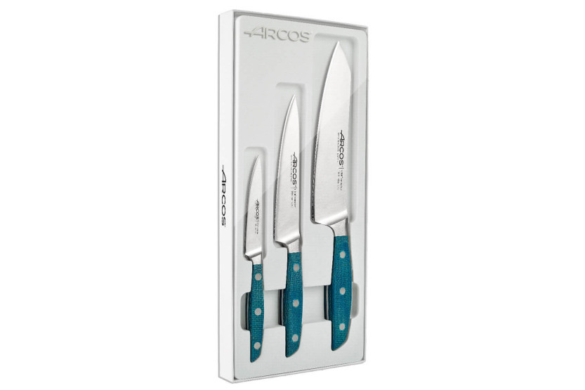 Juego de 3 cuchillos de cocina Arcos Brooklyn: Office + Universal + Santoku