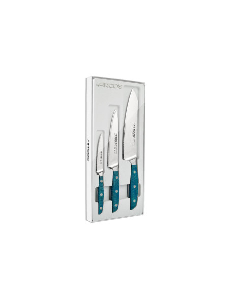 Juego de 3 cuchillos de cocina Arcos Brooklyn: Office + Universal + Santoku