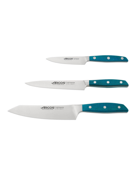Juego de 3 cuchillos de cocina Arcos Brooklyn: Office + Universal + Santoku