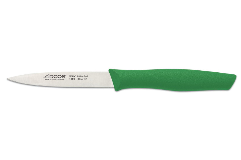 Conjunto de 2 facas Arcos Nova 1 bico de pássaro 6cm + 1 escritório 10cm cabos verdes