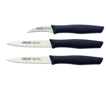 Conjunto de 3 facas para legumes Arcos Nova Lâminas em aço NITRUM Cabo preto