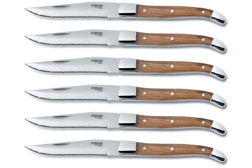 Trækasse med 6 Comas Alps steakknive i rustfrit stål 13/0