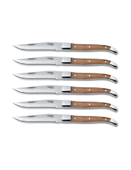 Wooden box 6 Comas Alps steak knives stainless steel 13/0